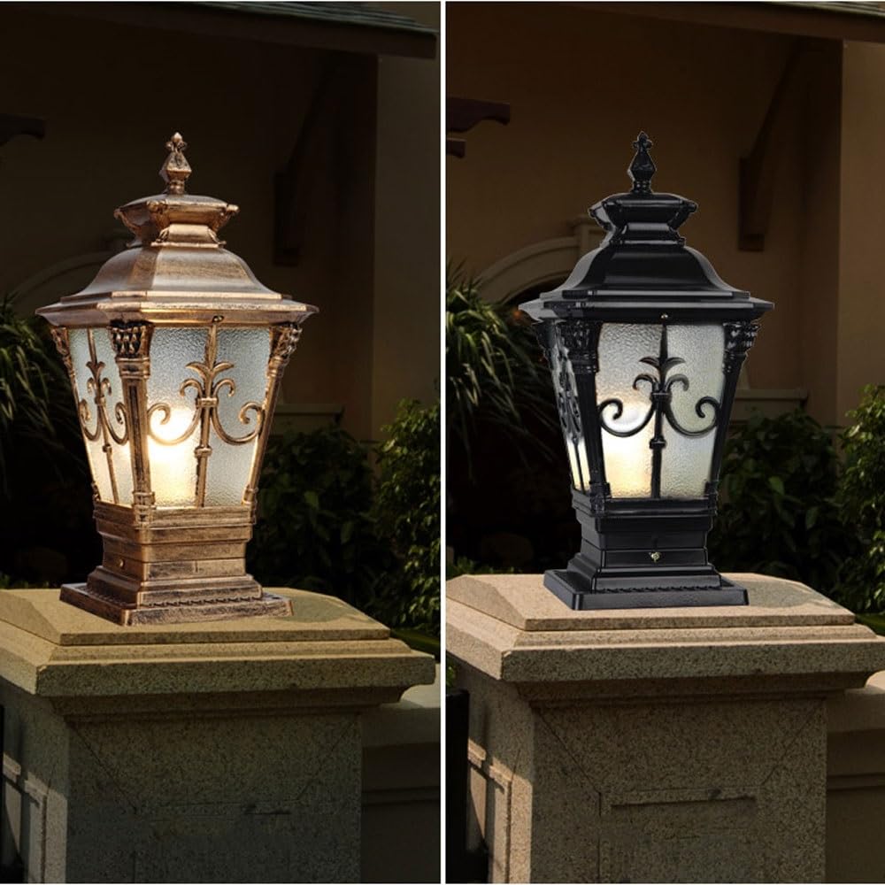 Traditioneller viktorianischer Stil, wasserdicht, für den Außenbereich, Gartenpfosten, Lampe, E27, Dekoration für Straße, Rasen, Villa, Zaun, Tür, Veranda, Terrasse, Säule aus Aluminium
