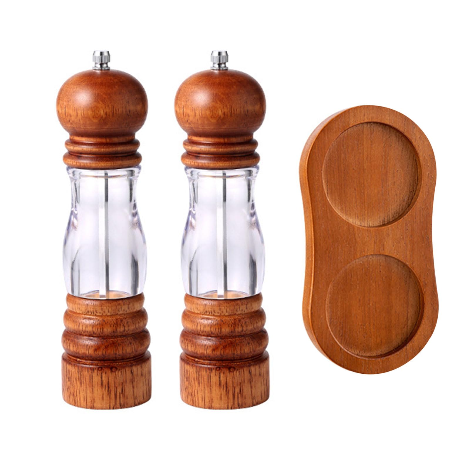 TFAOYS Wood Salts and Peppers Grinder Set Adjustable Coarseness Spices Refillable Manual Salts for Kitchen Wood Peppers Mill for Kitchen