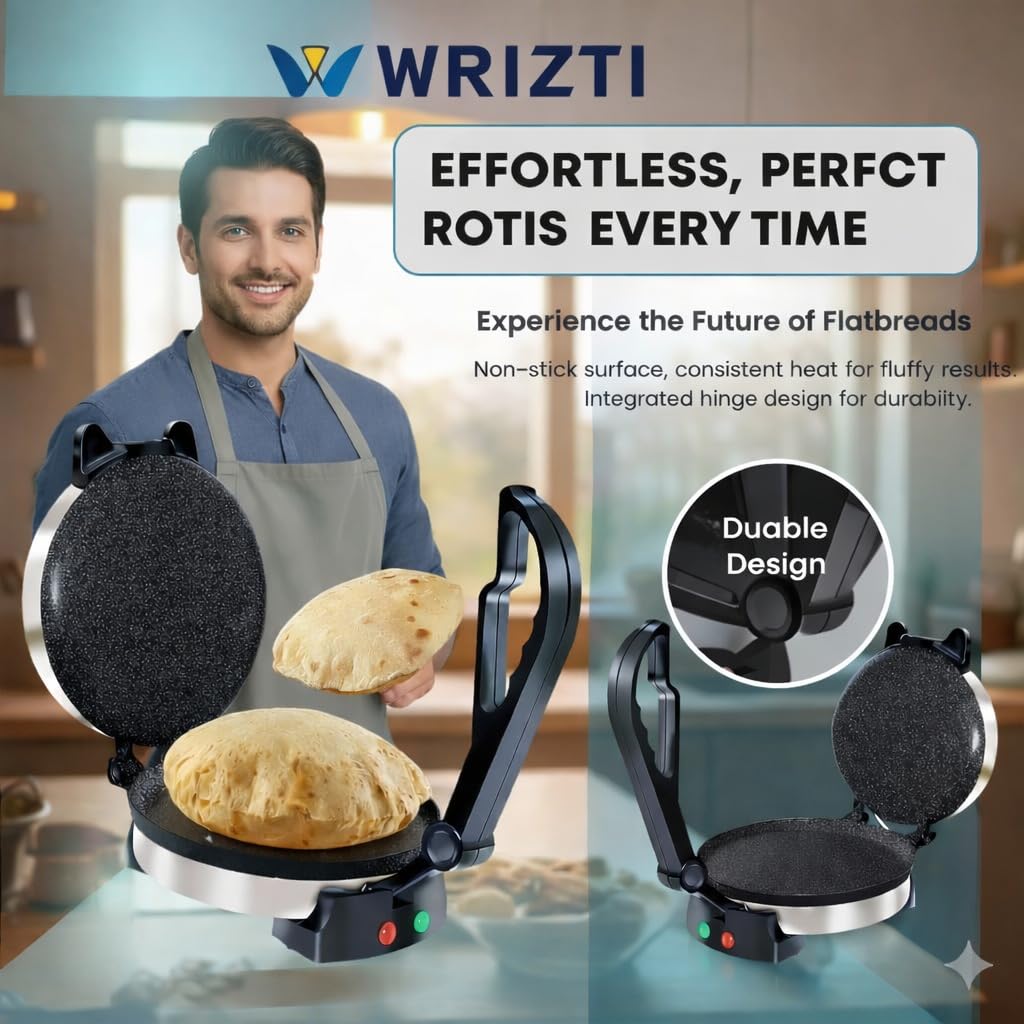 Roti Maker 900W Multi Maker Electric Automatic With 8.5 Inch Plate | Complete Roti/Chapati/Khakra Maker for Home with Stainless Steel Inner Surface(Countertop Griddle Appliance) — Amazon image 6