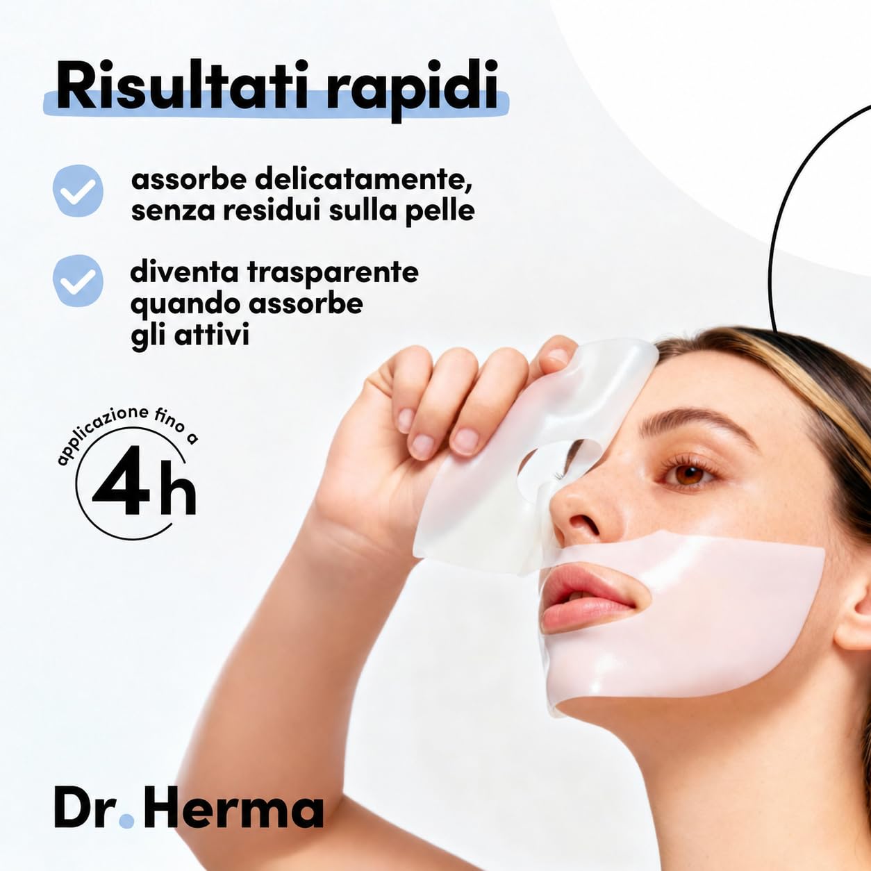 Dr. Herma Maschera Hydrogel (12 pezzi) - Maschera viso coreana per donne con acido ialuronico, collagene e niacinamide - Anti-età, illuminante, e affinante i pori per tutti i tipi di pelle