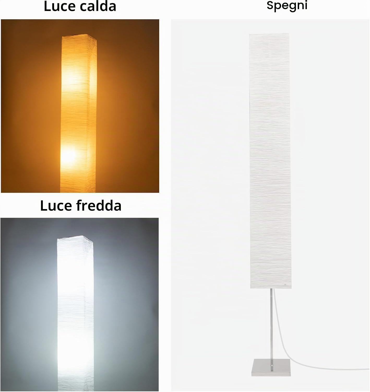 Lampada Carta di Riso, Bianco Quadrato Paralume Lampada da Terra, Paralume di Ricambio per Camera da Letto, Pulsante a Pedale, Altezza 150 cm(2 Pack)
