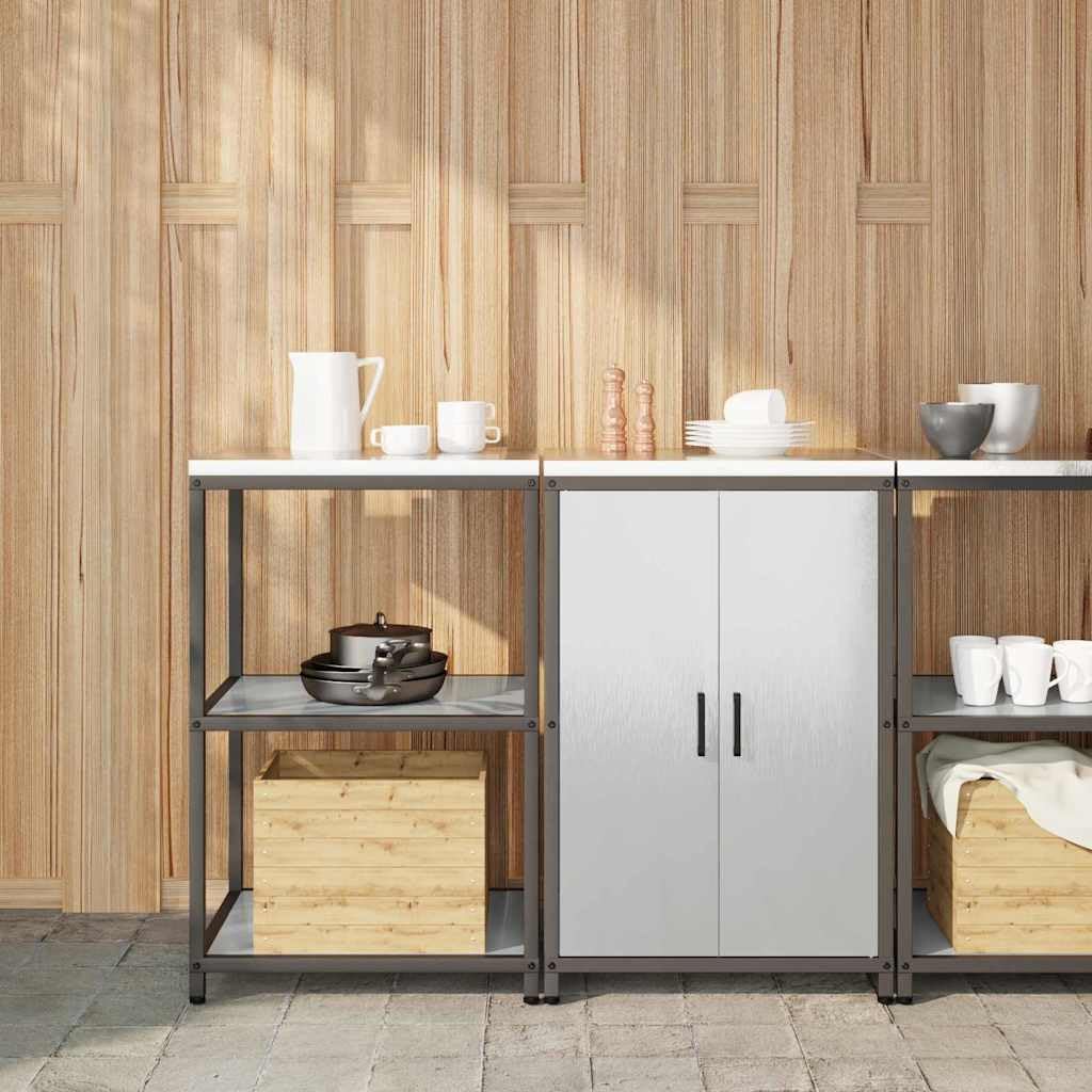 HATTEM - Juego de almacenamiento para cocina (2 unidades, acero inoxidable, 4 estantes, rectangular, versátil, ideal para comedor, despensa, cafetería y microondas
