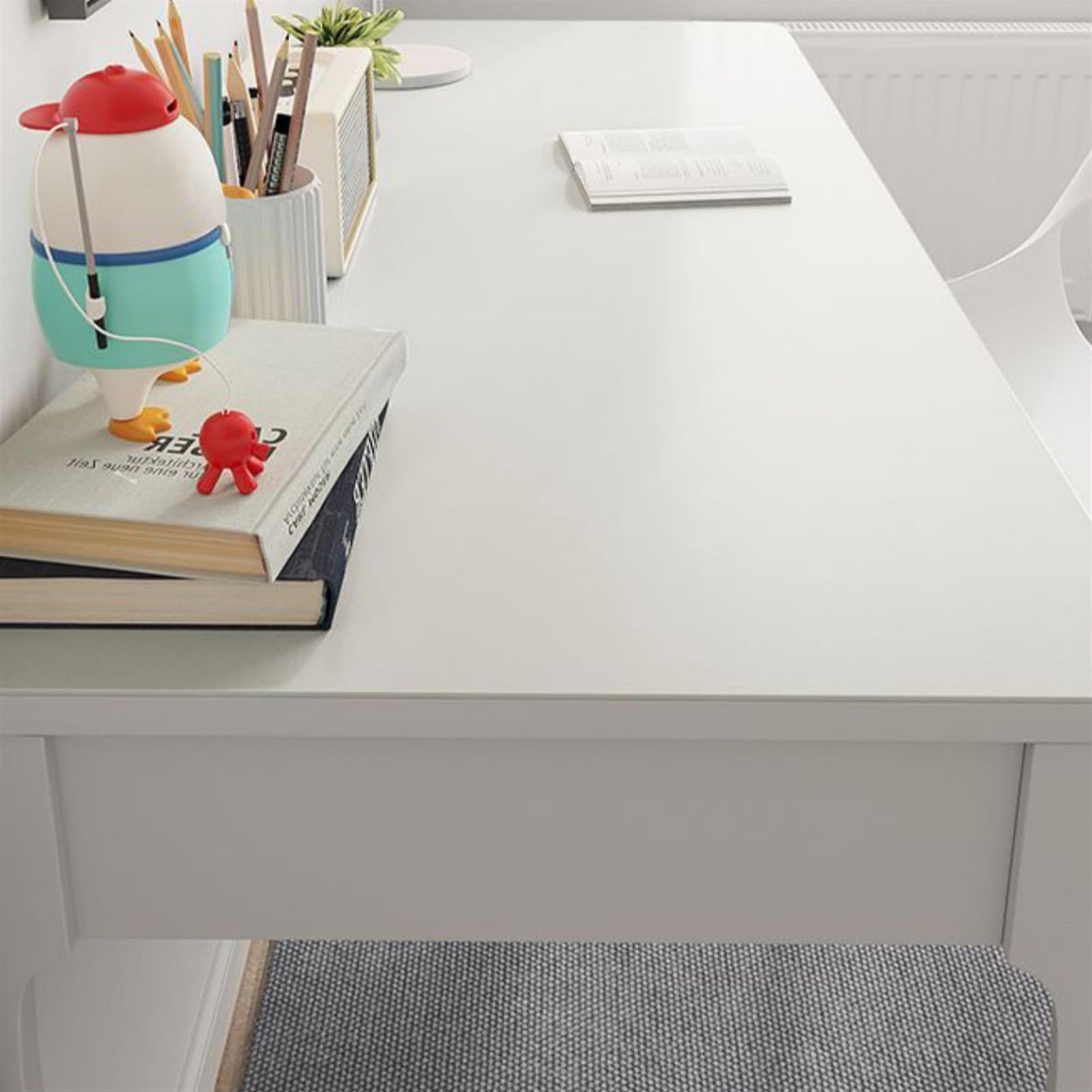 Multifunktionales Office Mauspad, wasserdichte Schreibtischunterlage aus PU-Leder, rutschfeste Schreibtischmatte für Büro und Zuhause, Weiß, 80x140cm