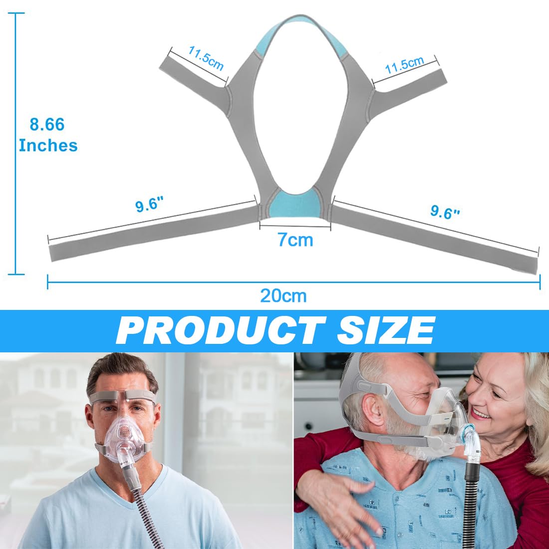 CPAP Kopfbedeckung Kopfbband mit Clips CPAP Maskenband für AirFit/AirTouch F20 (Maske nicht enthalten)