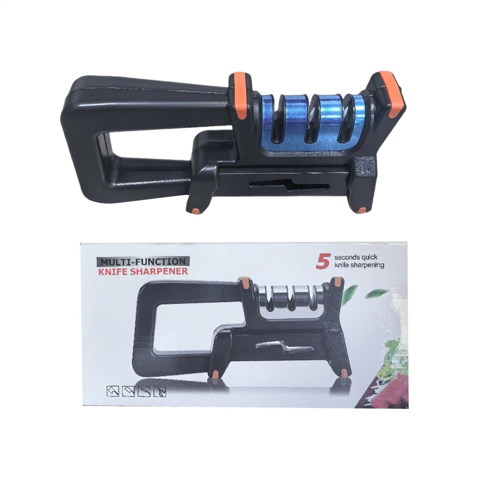 Afilador de cocina de acero inoxidable y cortador multifunción ergonómico