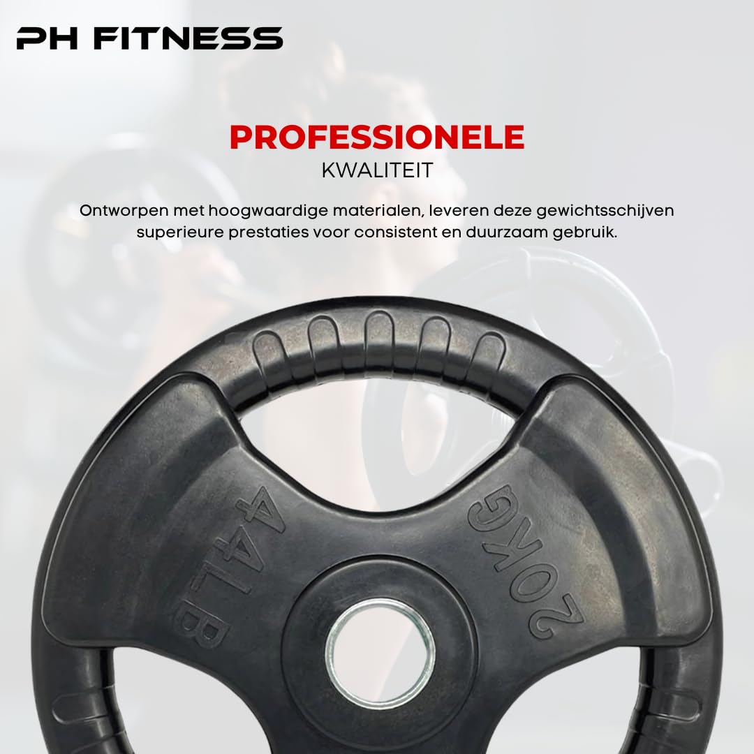PH Fitness Set di 2 dischi in gomma olimpica olimpica in gomma di ghisa, 50 mm, per attrezzature per l'allenamento della forza manubri, barre per la palestra di casa