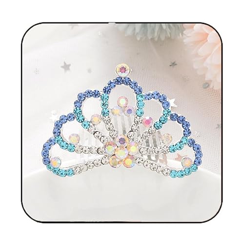 Peine para el cabello con corona de princesa, peines de tiara plateados, tiaras y coronas de graduación con diamantes de imitación rosados para