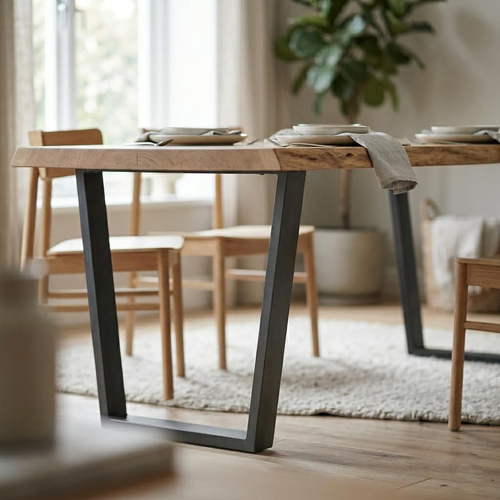 Patas para Mesa Trapecio Negro Pack 2 | 58×71 cm | Carga 125 kg | Fieltros Antideslizantes Incluidos | Comedor Escritorio Oficina