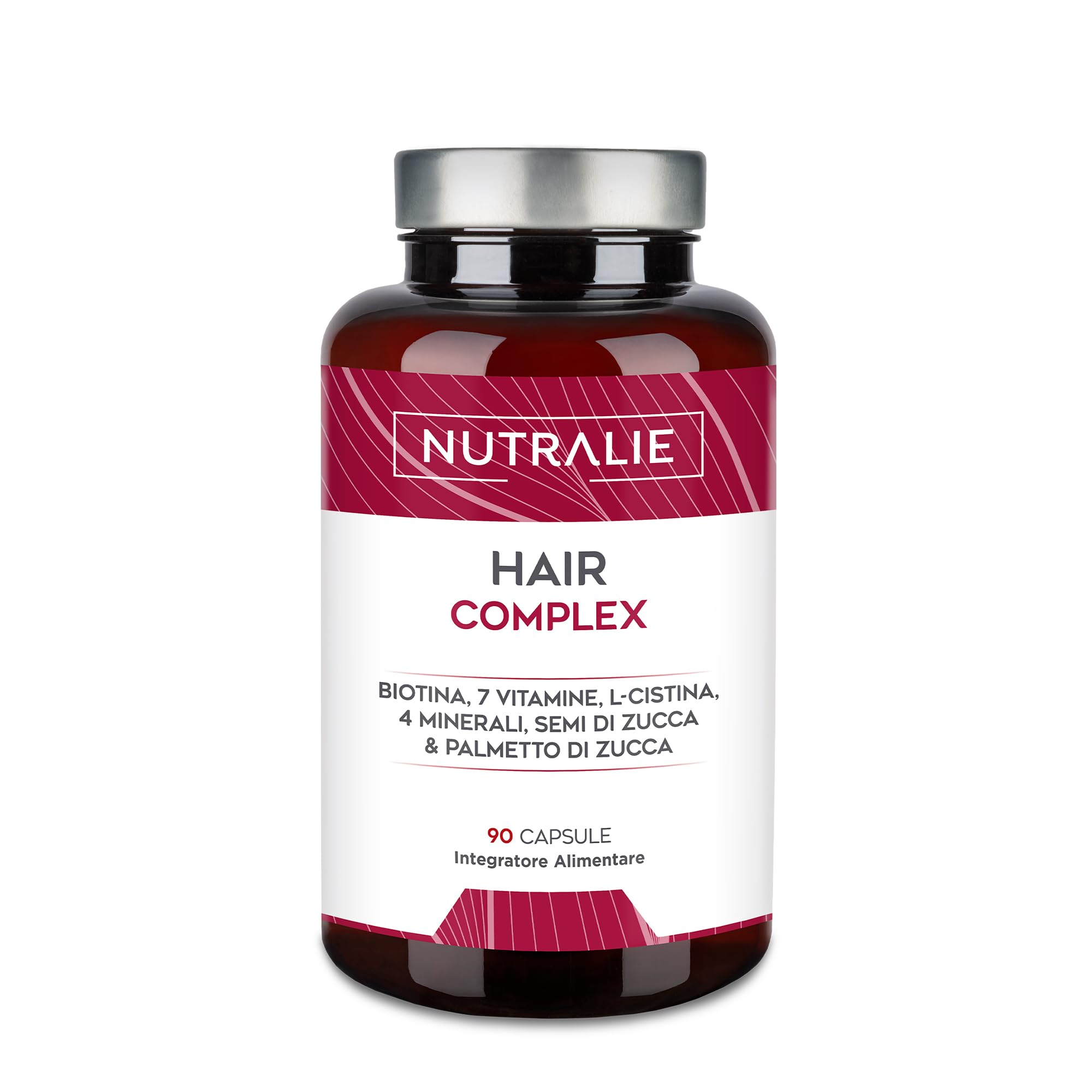 Integratore Per Capelli con Biotina + Zinco + Selenio + L-Cisteina - [PREMIO 2022] Hair Complex Per Donne e Uomini - 90 Capsule Vegetariane Nutralie