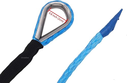 Miniatura 7 de Ucreative Cuerda de cable de cabrestante sintética de 316 pulgadas x 50 pies, 8,350 libras con funda protectora negra para cuatrimoto, vehículo de