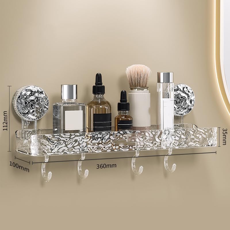 Miniatura 3 de RIYUNE Estante de almacenamiento ligero de lujo sin perforaciones, estante de almacenamiento con ventosa, organizador de ducha de esquina de