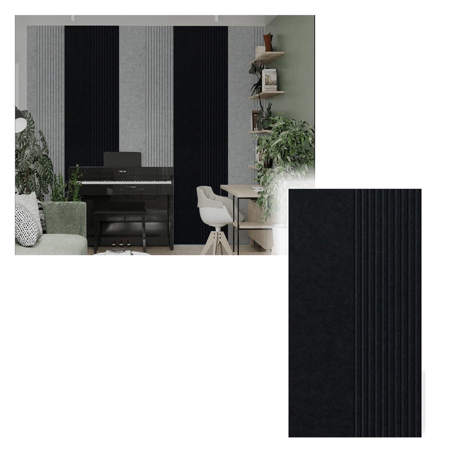 Pannelli Fonoassorbenti Autoadesivi Decorazione(D,6pcs/100x50cm) | Spessore 9mm|Poliestere alta densità|Isolamento termico|Senza colla extra|Per camera e home theater