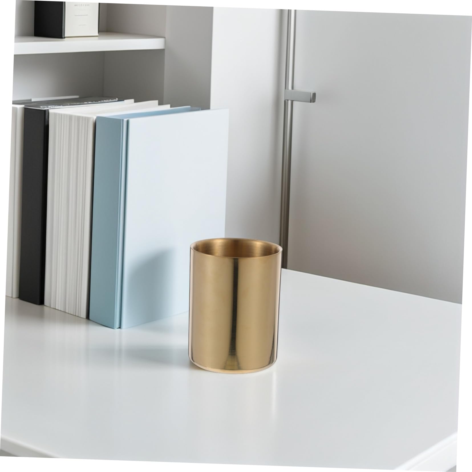Portalápices Multifuncional de Escritorio de Acero Inoxidable Dorado, 2
