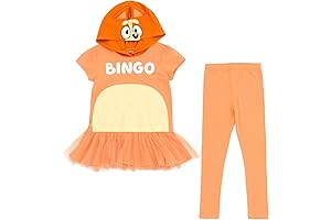 Bingo Costume for Girls: Dress, Leggings, and Bows