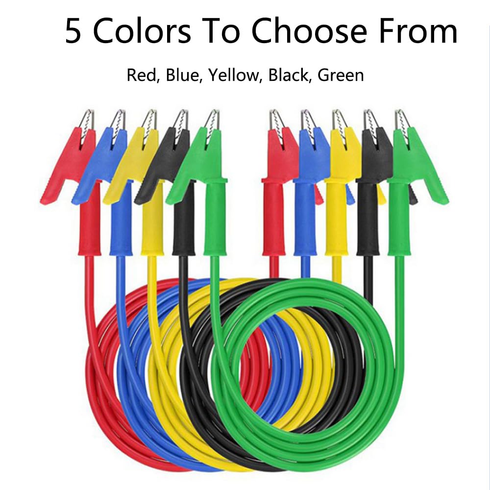Toutes les couleurs (5 ensembles), double pinces crocodile, câbles de mesure électriques, isolation de batterie de voiture pour multimètre, fils de pontage et pinces crocodiles