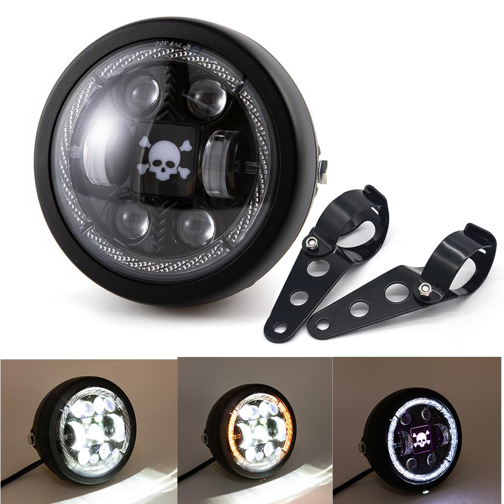 Motorrad scheinwerfer 6.5'' LED Frontscheinwerfer für Cafe Racer bobber Chopper Scheinwerfer mit DRL