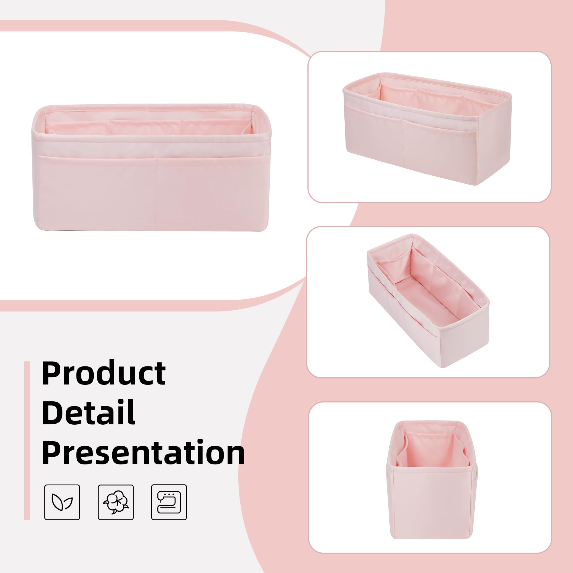 DGAZ Organizador de Bolso de Seda Premium, Inserto Ligero para Birkin 20/25/30/35/40/45/50, Forro Interior Elegante que Protege y Organiza (Rose Sakura, BK30)