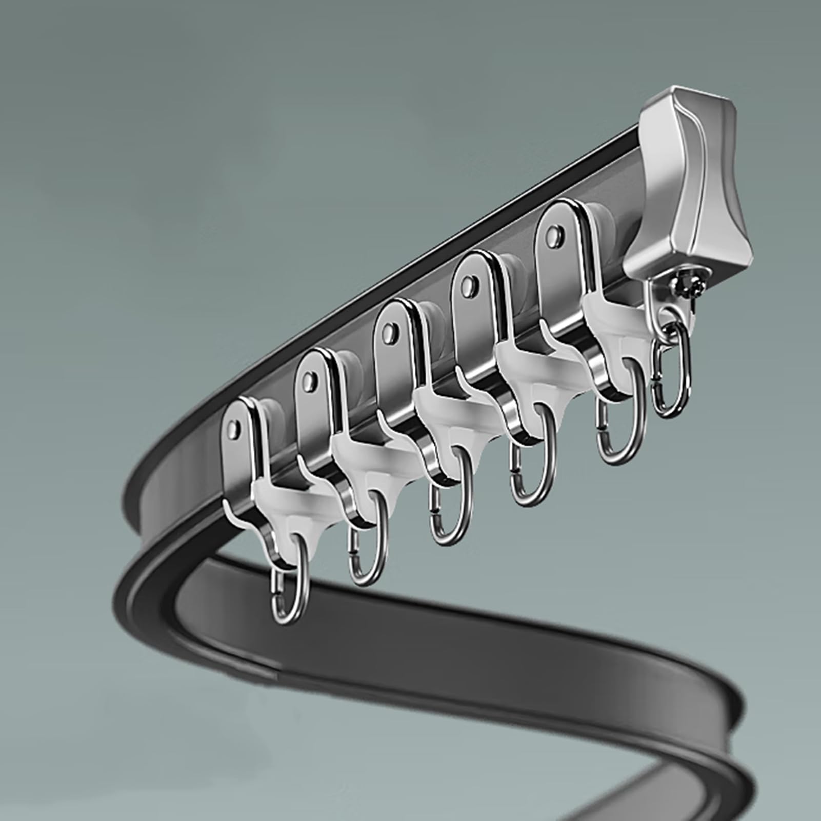 Ceiling curtain rails, 2.5m/8.2ft Curved Design with Silent Rollers Perfect for Showers RVs and Room Dividers(Black,2.5m/8.2ft)