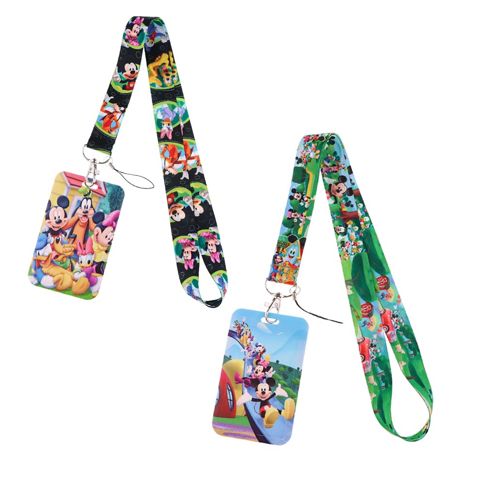 Mickey Minnie Lanyard with Card Holder, Minnie Neck Strap Card Case Lanyard with Detachable Card Holders for Office School Supplies, ID Card, Keys 2PCS -5