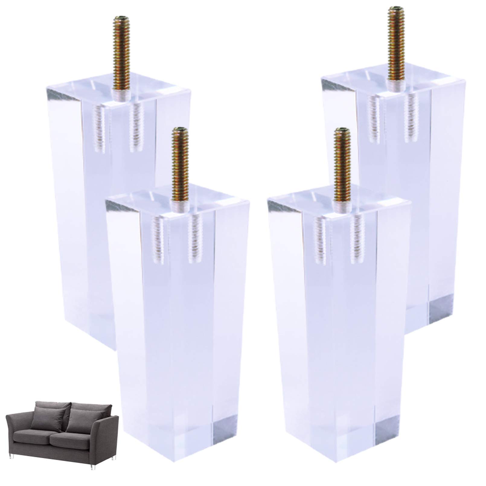 Buy 4pcs Acrylic Furniture Legs,Square Acrylic Clear Glass Furniture