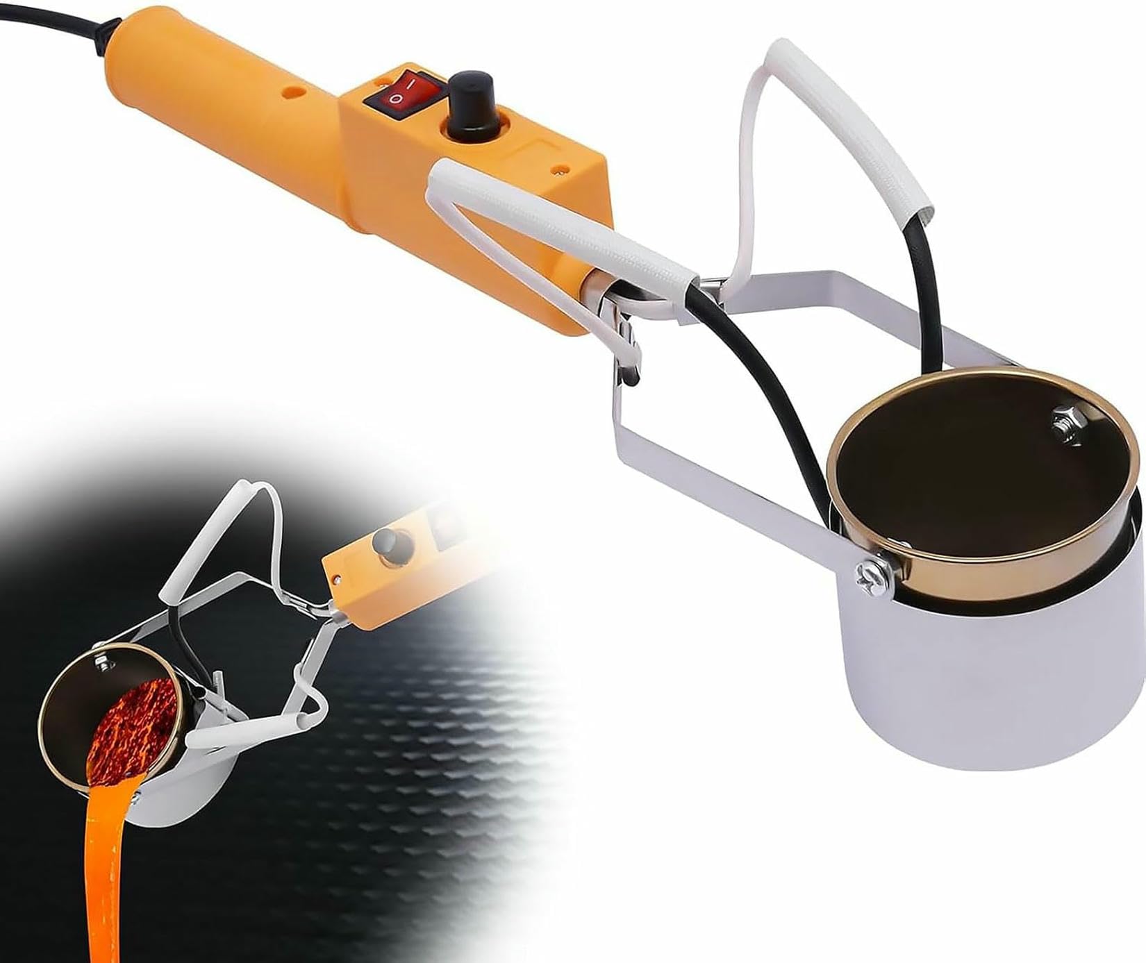 Kit De Pot De Fusion De Plomb - Four Électrique pour Métaux avec Température Réglable 150-450℃, Creuset De Fusion Portatif 160W/280W/380W pour Moulages de Poids de Pêche, Pendentifs en Métal