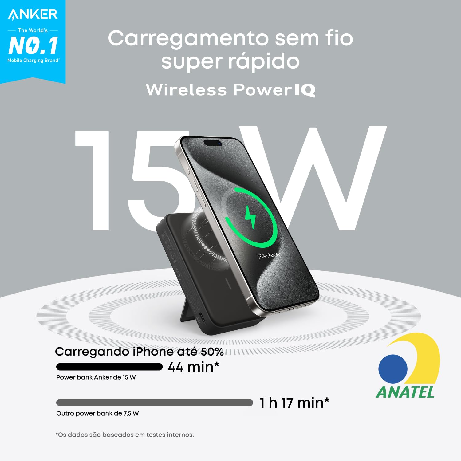 Anker MagGo Power Bank, Carregador Portátil com Certificação Qi2