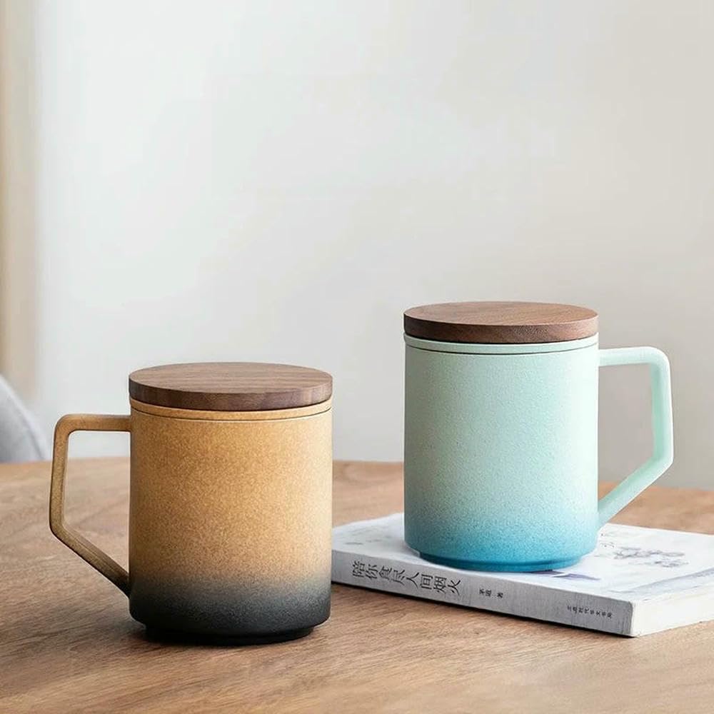 Tasse à thé en céramique avec Couvercle et Filtre pour Femme et Homme