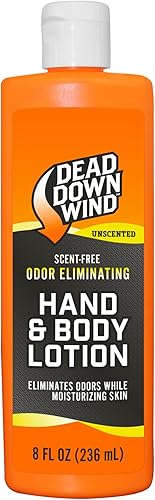 Dead Down Wind Loción sin olor para manos y cuerpo, sin perfume, eliminación de olores para equipo de caza