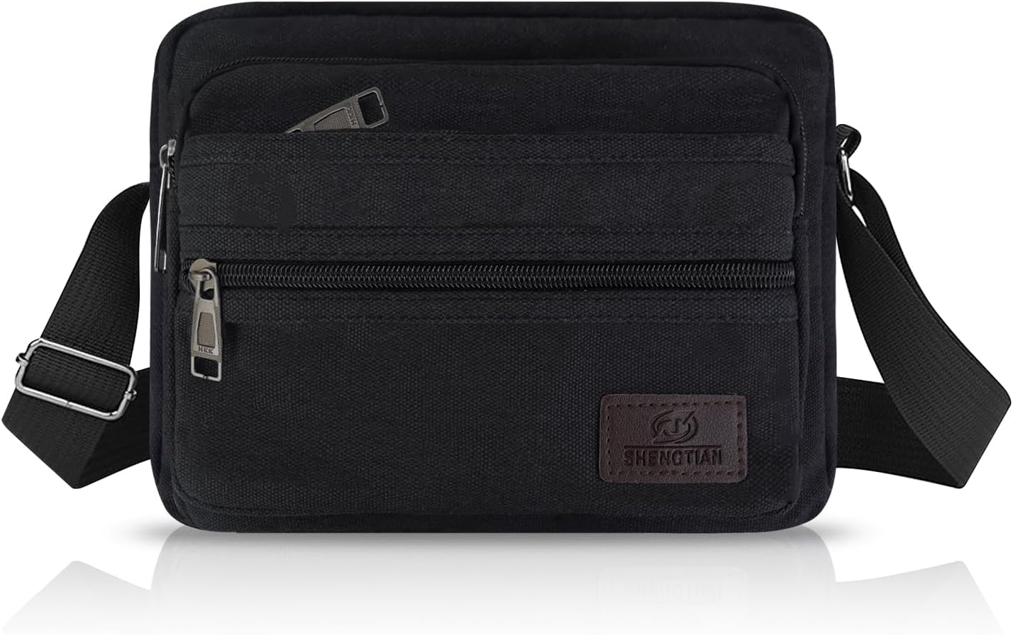 Canvas Shoulder Bag for Mens, Multi-pockets Messenger Bag, 9.5 Inch Large Capacity Crossbody Bag for Work