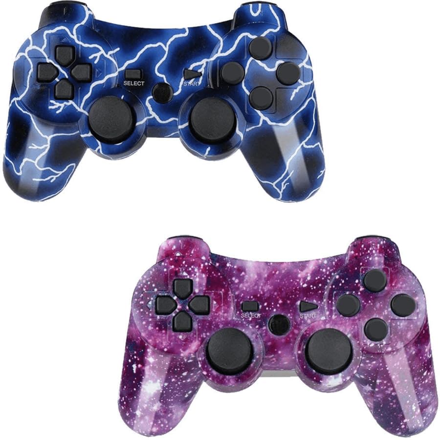 2 Pack Wireless PS3 Controllers for Playstation 3 Console (BlueFlash and RedFlash)