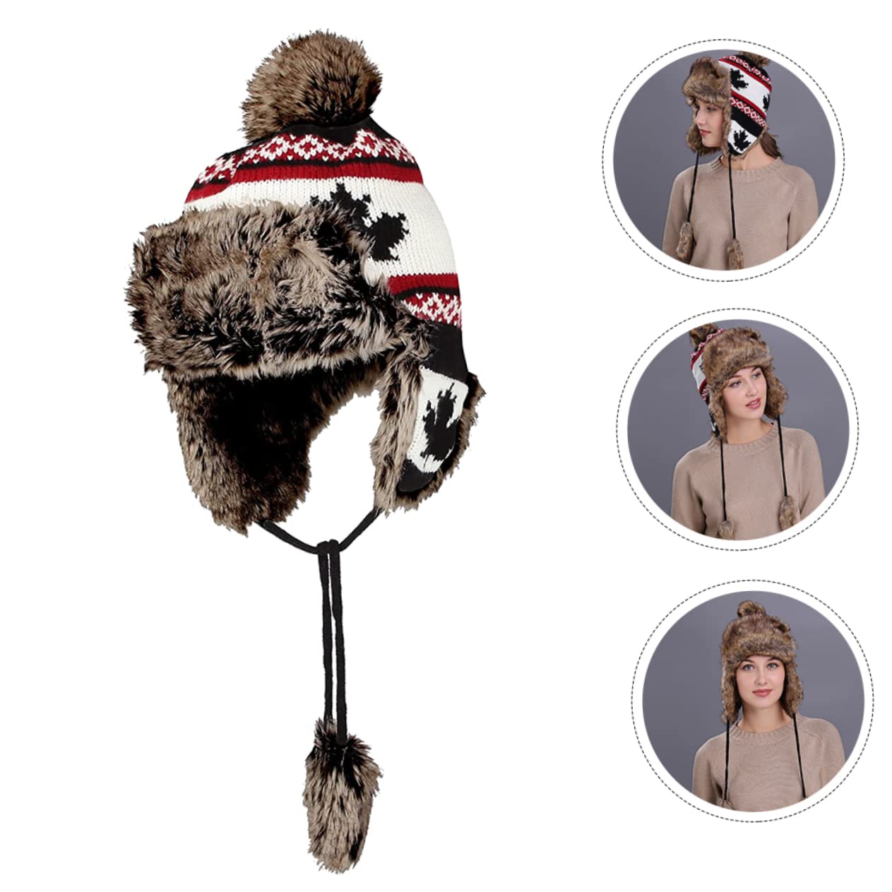 5 Piezas gorro de arce gorro con orejeras sombrero de punto de moda sombreros de mujer termico cálido sombrero caliente aire portátil algodón