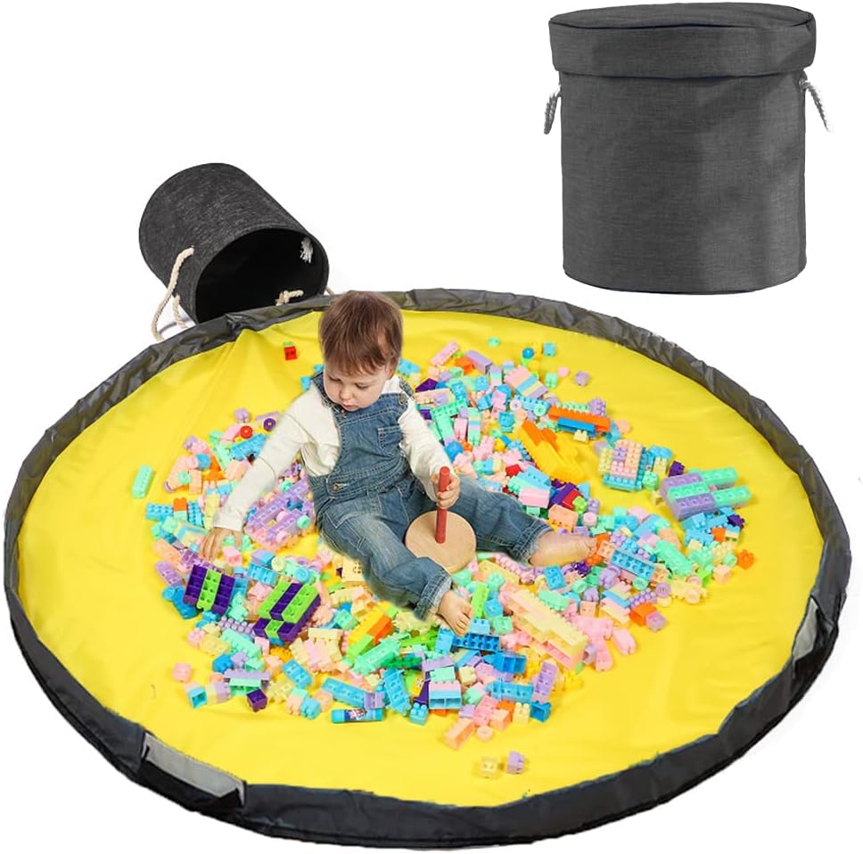 Estera de Almacenamiento de Juguetes,Kids Toys Organizer Storage,Kids Toys Organizer,Children Play mat,Bolsa Juguetes Almacenaje,Bolsa de Almacenamiento de Juguetes (negro)