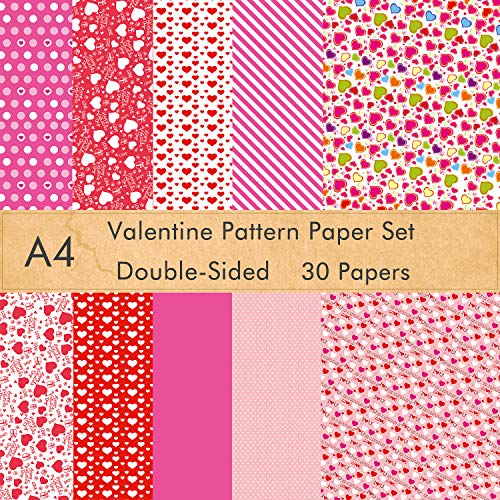 FEPITO 30 Sheets Valentine Pattern Paper Set, 21 x...