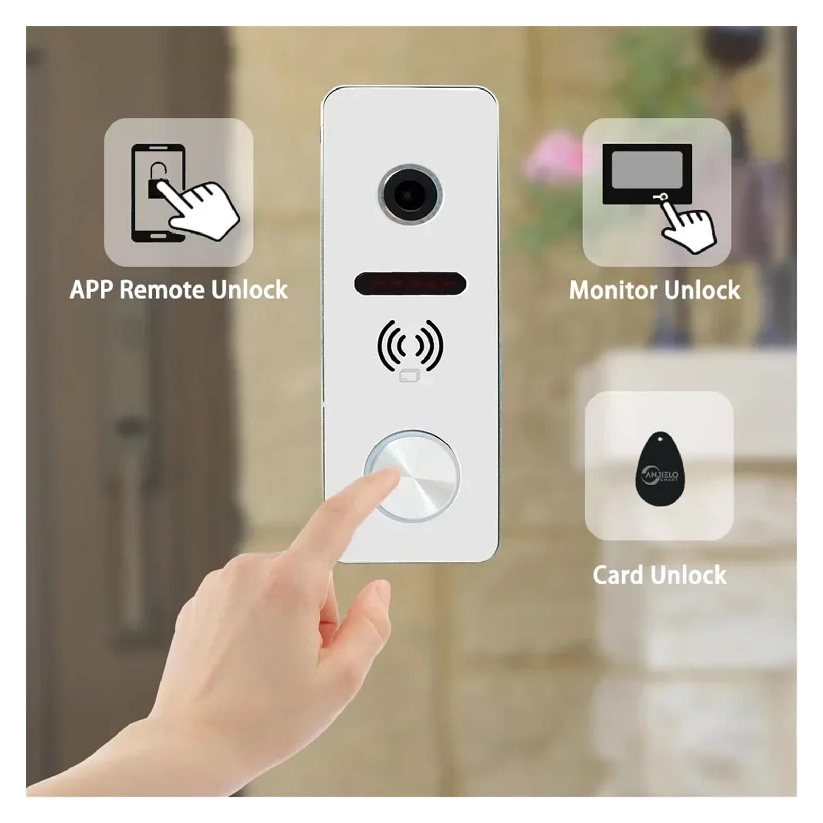 Tuya 7 Pouces vidéo interphone Intelligent 1080p Potro électronique sécurité Garde WiFi Sonnette 160 ° IC caméra Carte déverrouillage Grand Angle(1S v 1W)