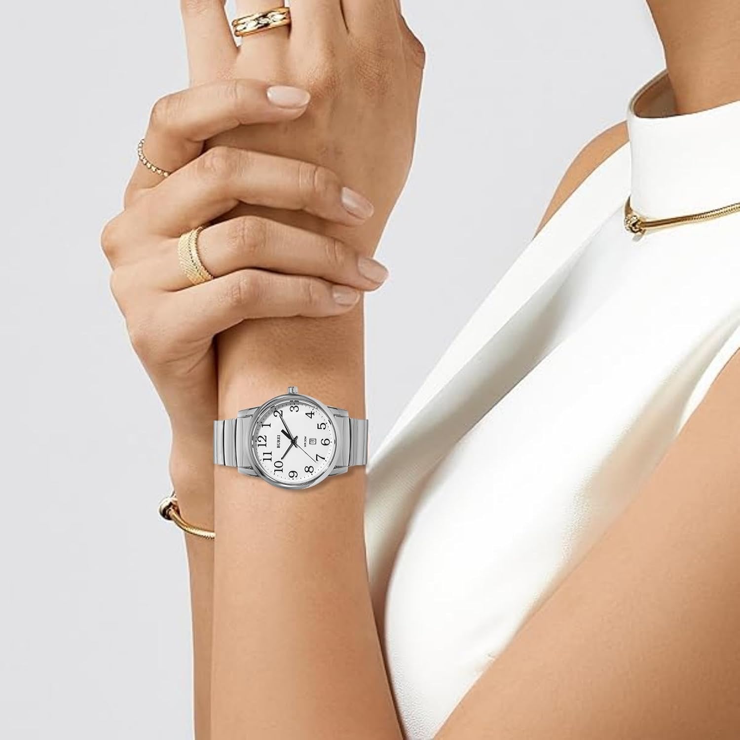 BUREI Women's Black Leather Watches Easy to Read Minimalist Watch for Women and Nurses, Gift for Her(White Face with Luminous) - Image 6