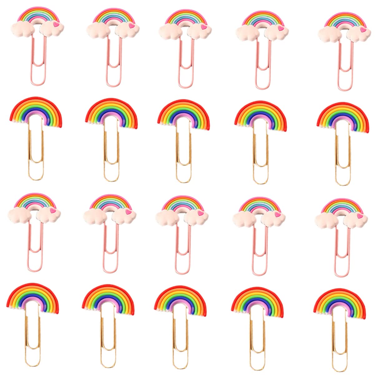 MAGICLULU 4 Sätze Büroklammern Groß Klein Bürobedarf Regenbogenform Büroklammern Robustes Pvc-material Einfach Zu Verwenden Büro 20 Stück * 4