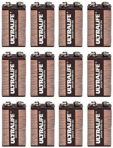 Twelve (12) Ultralife 9v Long Life Lithium Battery Lithium manganese dioxide (LiMnO2)