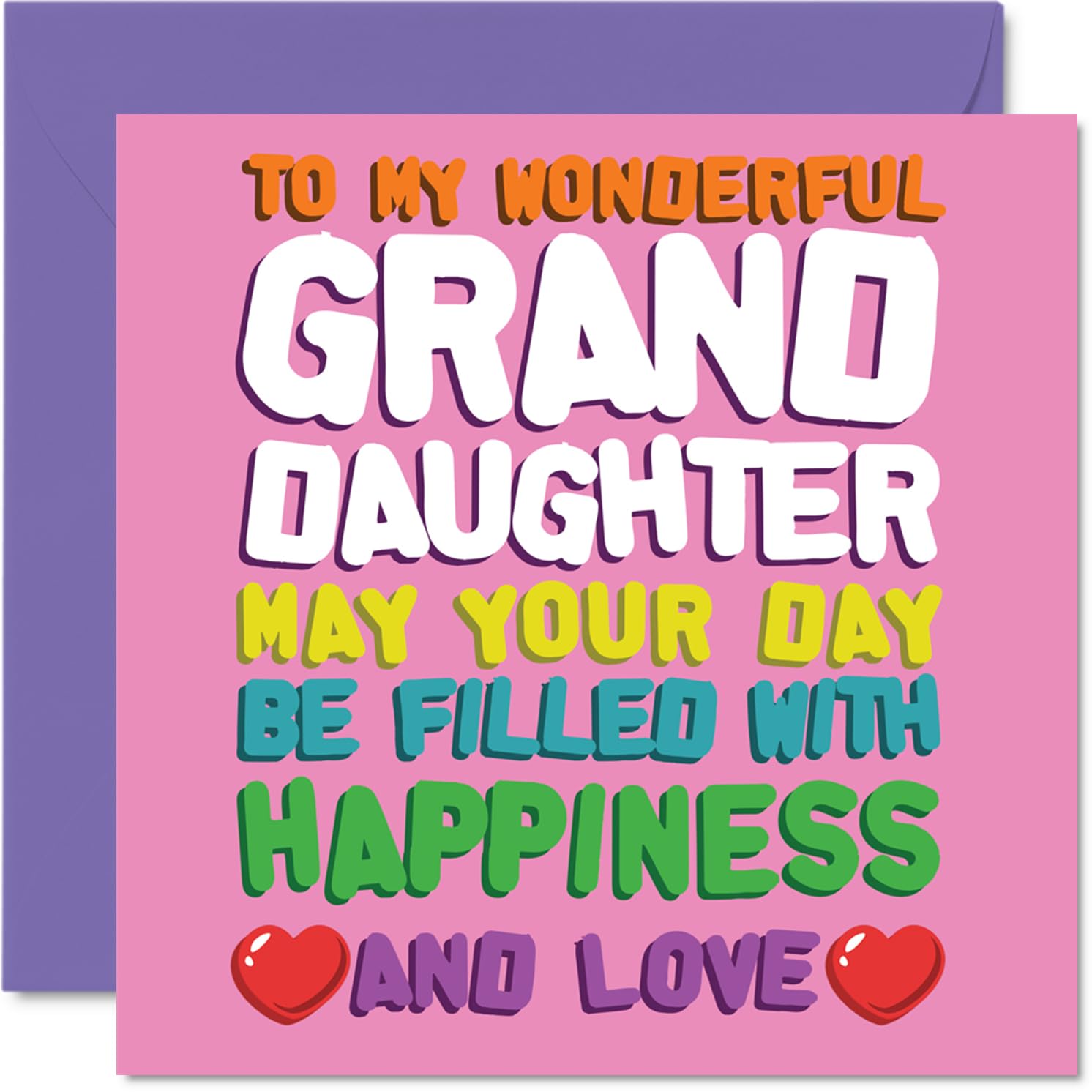 Granddaughter Birthday Card - Happiness And Love - Happy Birthday Card for Granddaughter from Grandad Grandma, 145mm Happiness And Love Bday Greeting Cards