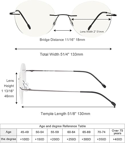 Miniatura 3 de Eyekepper Gafas progresivas sin marco multienfoque para lectores con filtro de luz azul, redondas, retro, lentes de lectura para hombres y mujeres,