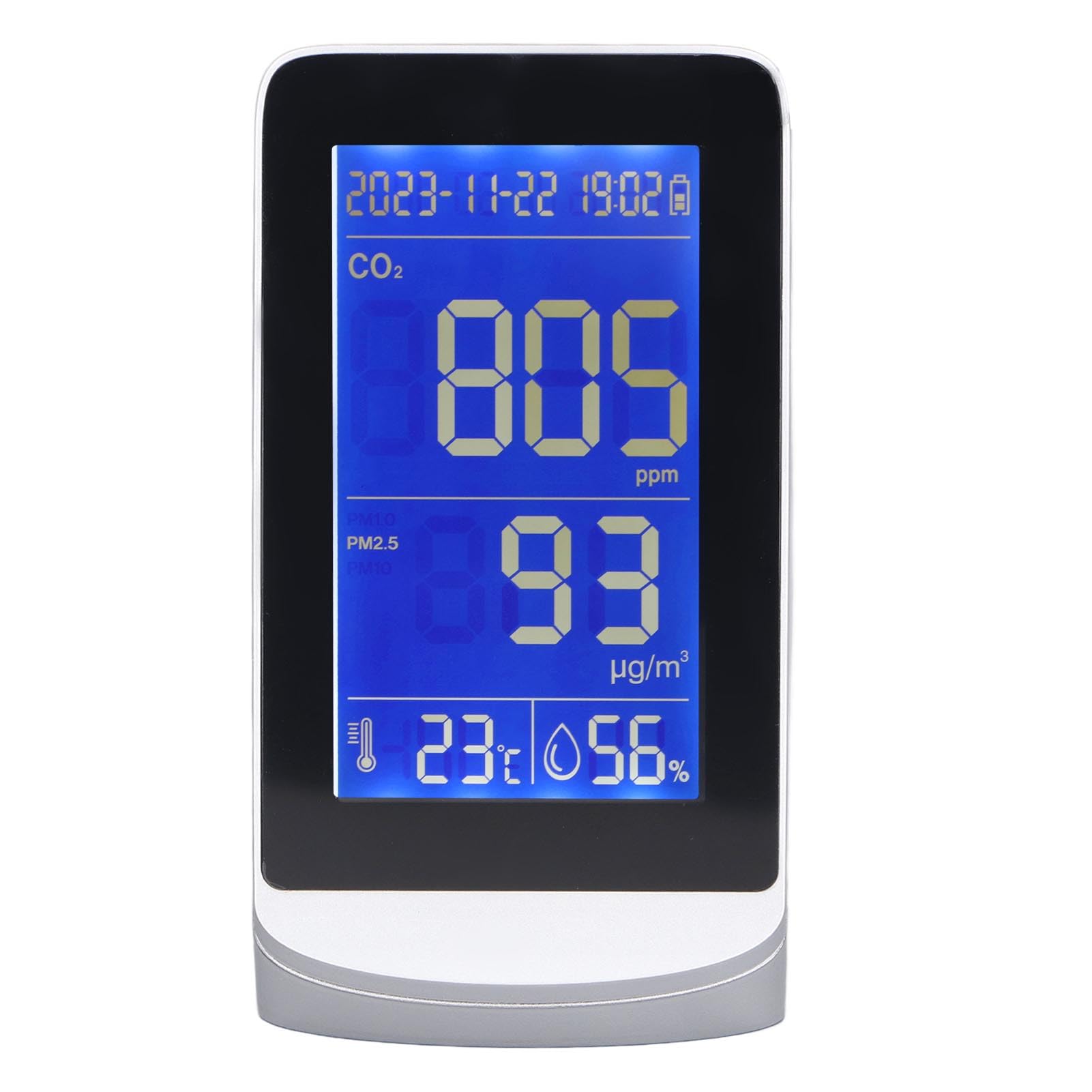 Monitor de calidad del aire CO2 PM2.5 PM10 PM1.0 Detector con temperatura Sensor de humedad Monitoreo en tiempo real para la oficina domiciliaria Uso exterior para interiores