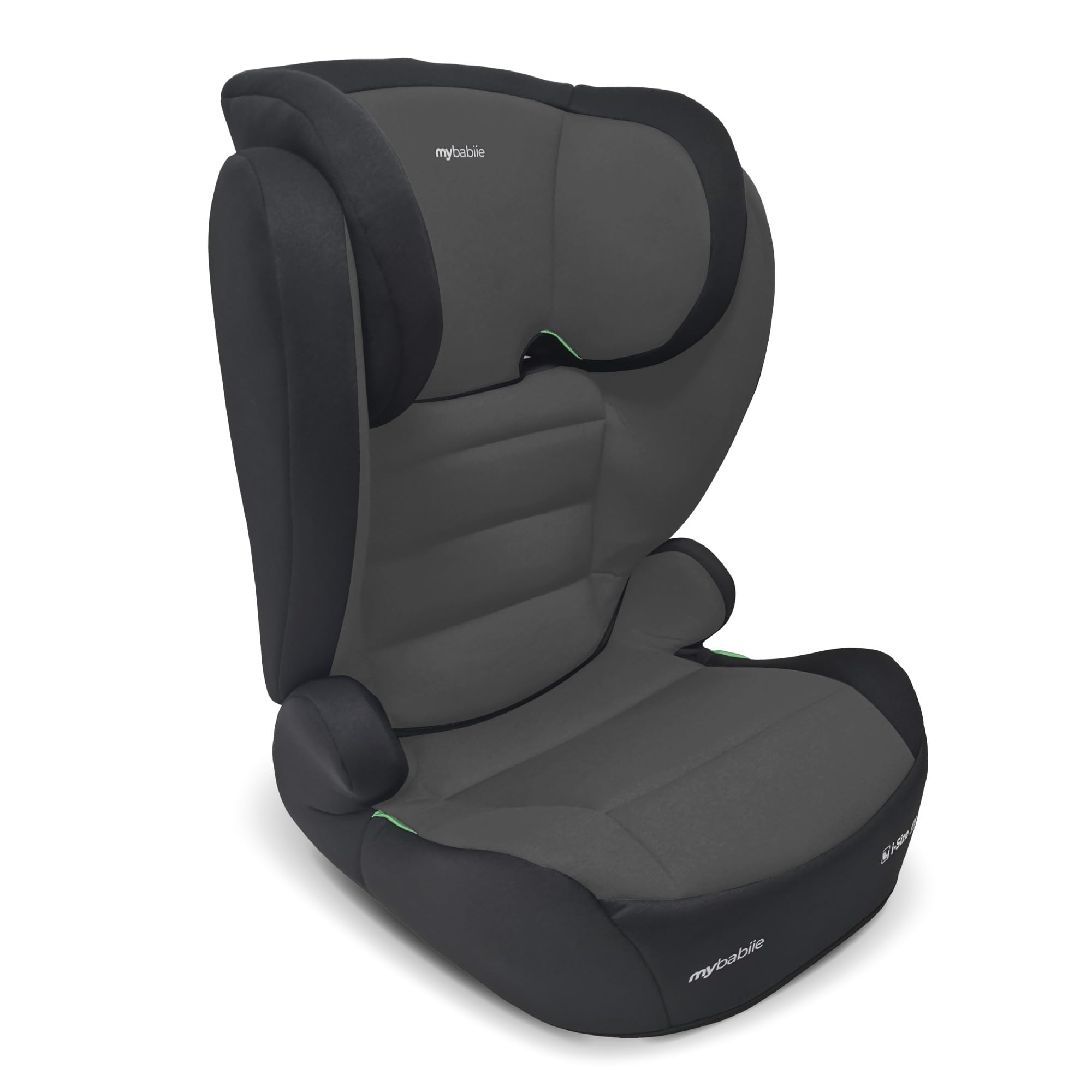 My Babiie MBCSB30 Highback Booster Car Seat - 100-150cm (Approx. 4-12 Years, Group 2/3), i-Size R129, Adjustable Child High Back Seat, Padded, 8 Position Headrest - Grey & Black