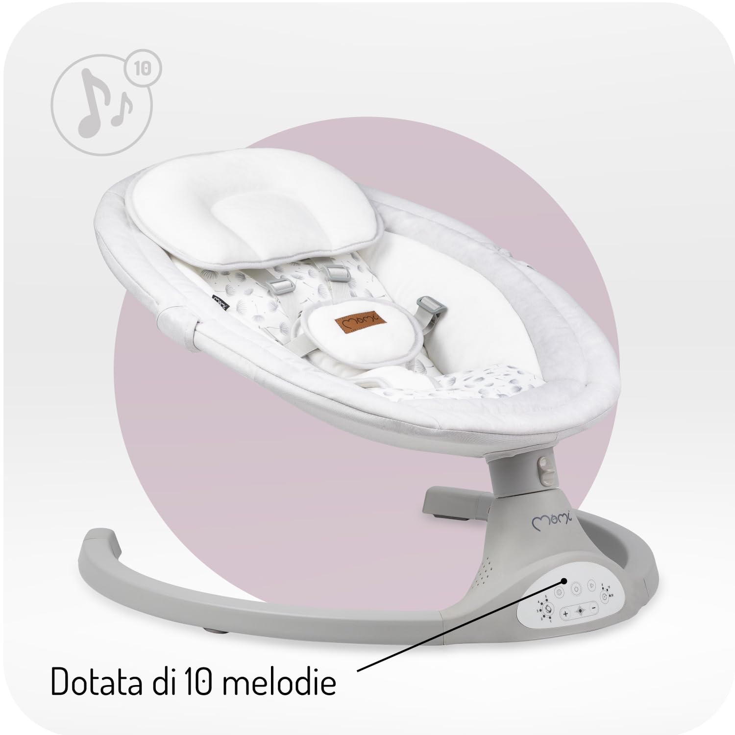 MoMi KENANI Sdraietta per bambini fino a 9 kg, pieghevole, con telecomando e Bluetooth, batteria ed elettricità, cintura di sicurezza a 5 punti, protezione parasole, zanzariera
