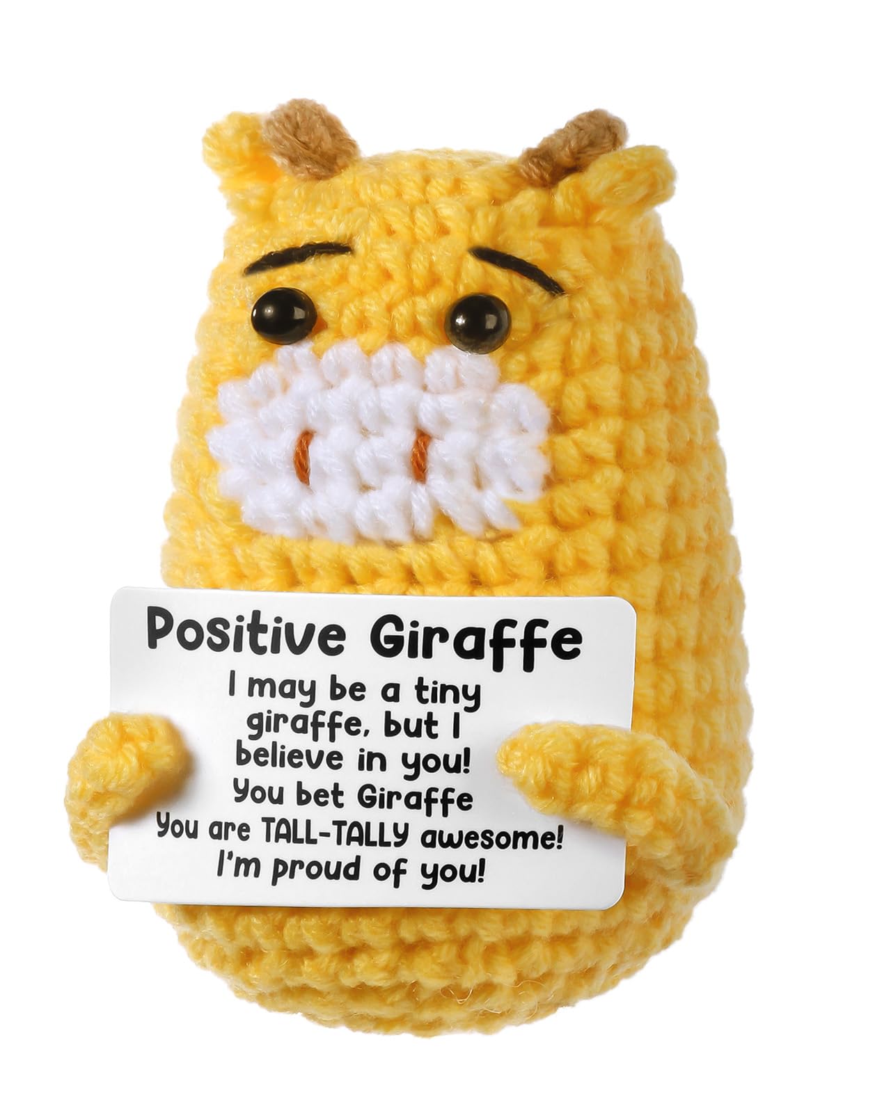 BuyCard Positive Giraffe, Soft Knitted Crochet Giraffe with Encouragement Card Positive Support Animals Decorations and Inspirational Gifts for Friends Family