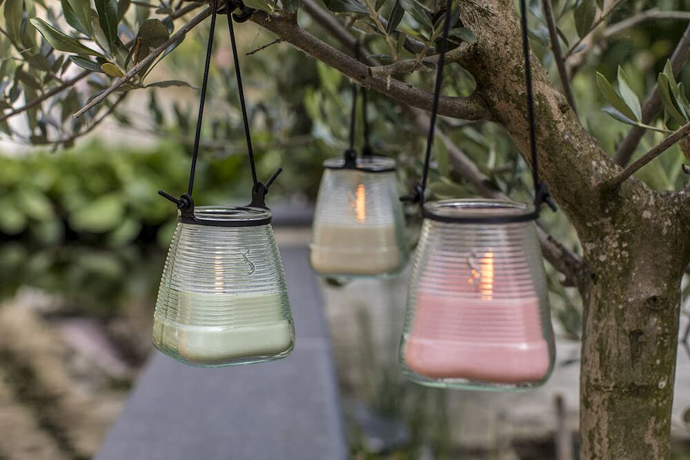 Kerzen für draußen 4 Stück - Duftkerzen Zitronengras Citronella zum Aufhängen - Perfekt für deinen Garten - im 4er Set - 45h Brenndauer - 9x9x9,8 cm