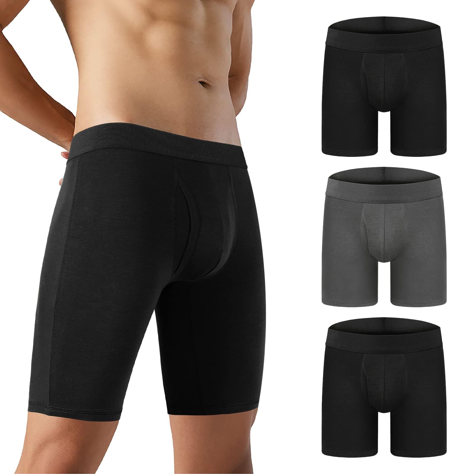 Boxer hombre largos calzoncillos de algodon pack suave que no se sube 8