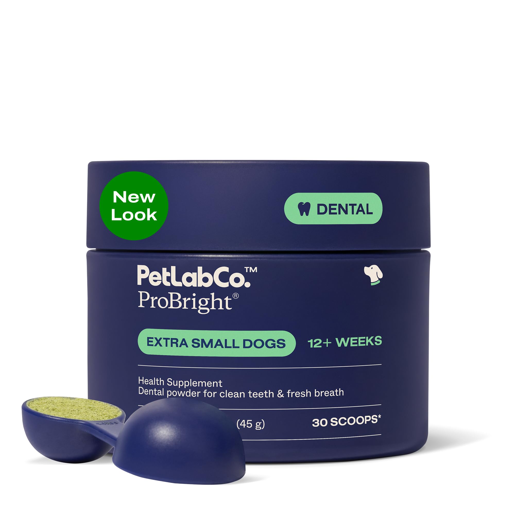 PetLab Co. ProBright Dental Powder - Dog Breath Freshener - Teeth Cleaning Made Easy – Targets Tartar & Bad Breath - Formulated for Extra Small Dogs - Packaging May Vary