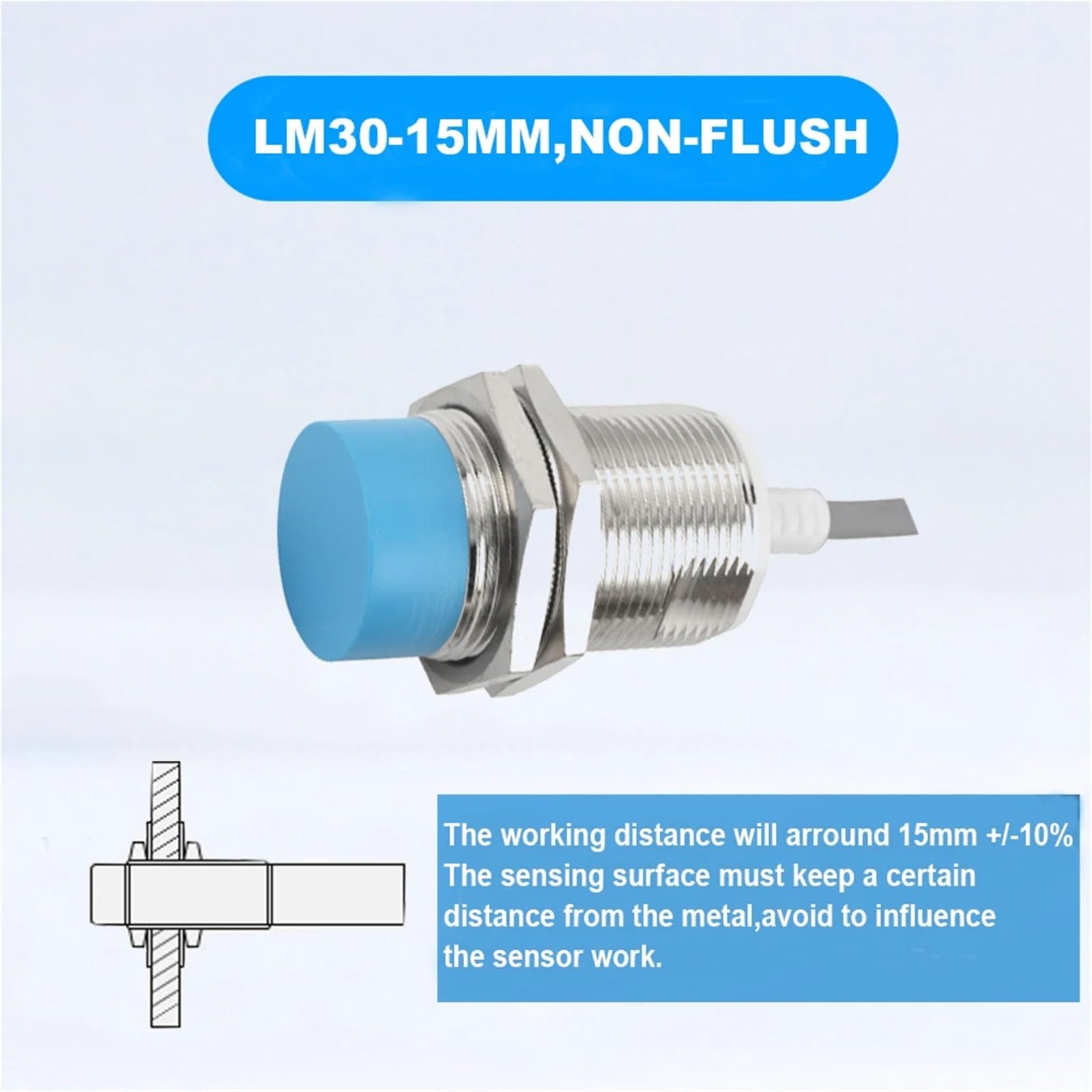 Indukcyjny przełącznik czujnika zbliżeniowego PLC Smart, automatyczne wykrywanie zbliżenia NPN PNP DC 12 V 24 V LM30 M30 10 mm 15 mm 1 szt. (15 mm (non-flush), LM30 (STANDARD)_NPN NO)