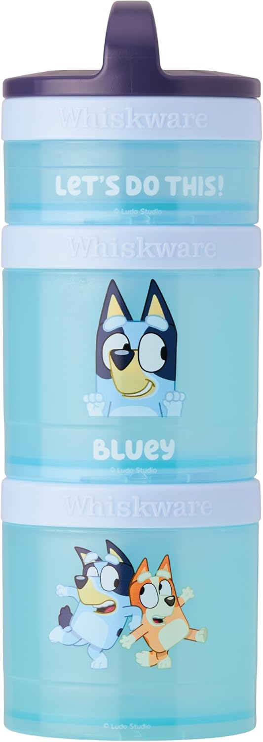Whiskware Bluey Stackable Snack Containers for Kids and Toddlers, 3