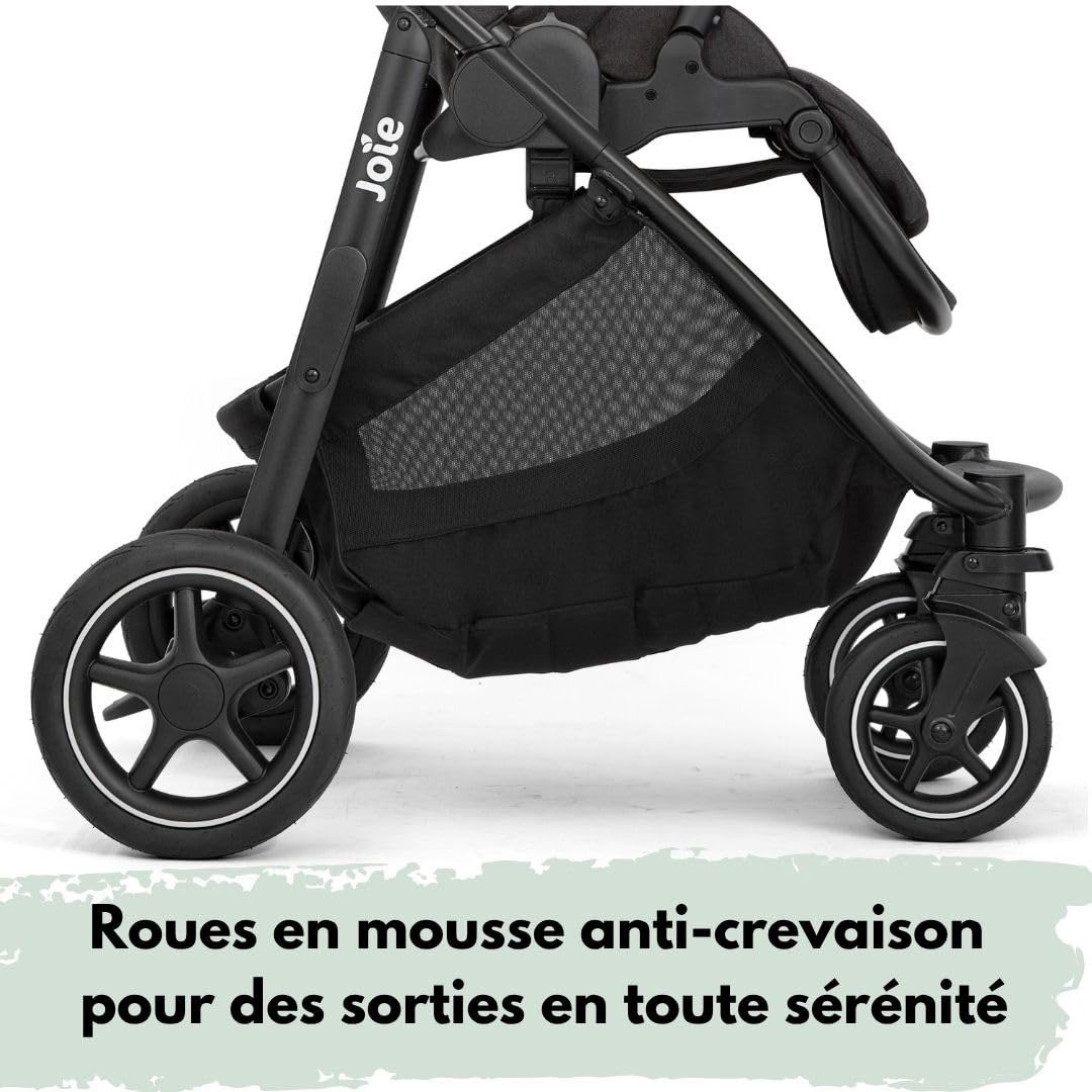 Joie Versatrax Poussette Bébé Réversible jusqu'à 22 kg - Shale | Dès la naissance, position allongée, pliage une main, inclus habillage pluie, adaptateurs et pack accessoires XXL