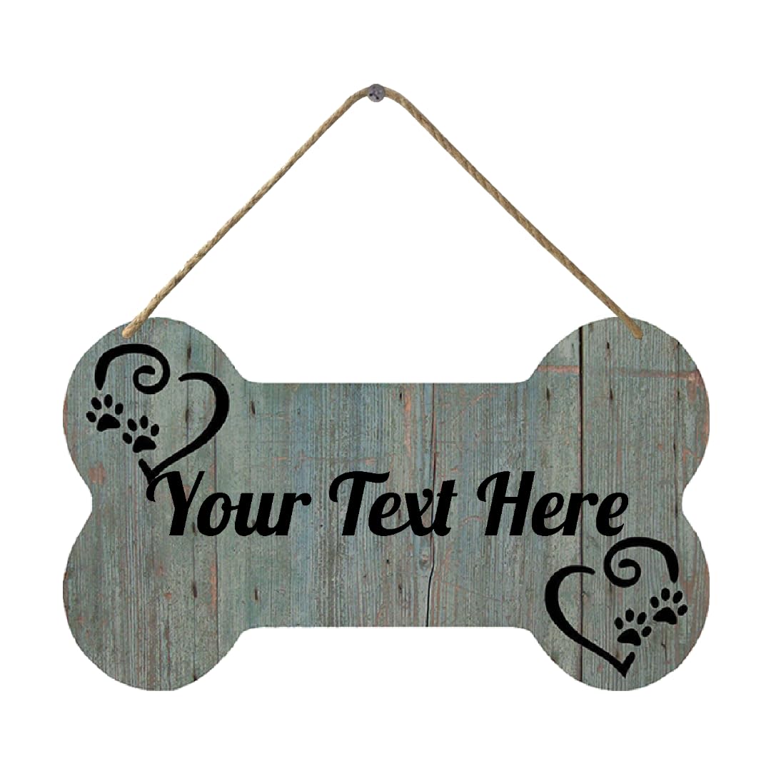 Personalized Dog Bone Wood Sign Custom Name Pet/Image for Dog House Welcome Dog Sign Home Farmhouse Decor Dog Lover Gifts 8.4 x 4.8Inches, sws-a290